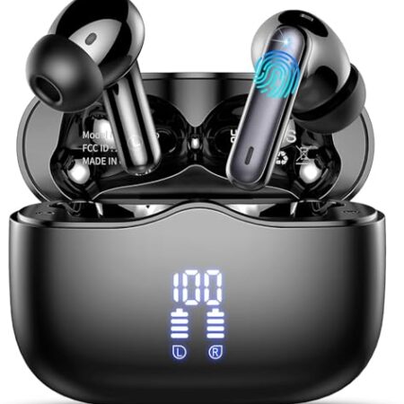 Bluetooth Kopfhörer, Kopfhörer Kabellos Bluetooth 5.4 In Ear Kopfhörer mit 4 ENC Noise Cancelling Mic, Kabellose Kopfhörer Tiefer Bass Wireless Earbuds 40Std, IP7 Wasserdicht Ohrhörer LED Anzeige