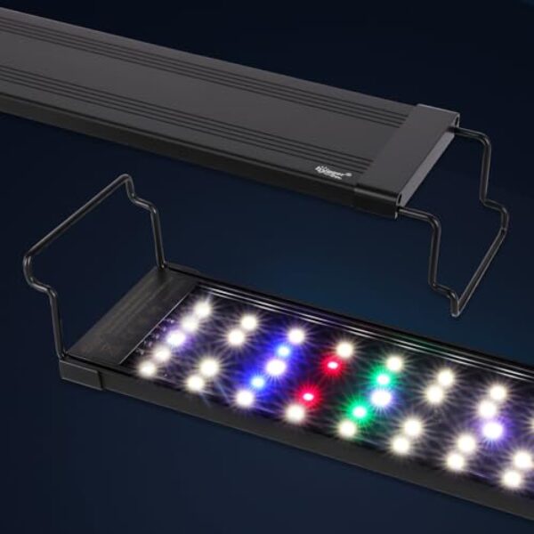 hygger 15W Aquarium Lampe, Aquarium LED Beleuchtung Day-Night Dual Timer Vollspektrum LED, Adjustable Timer Brightness 9 Colors Fish Tank Light für 30-45cm Süßwasser Tanks