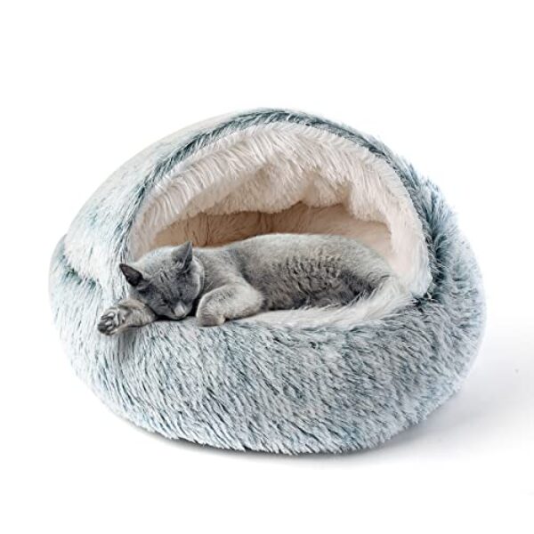 CATISM Katzenbett Flauschig Katzendecke, 50cm Gemütlich Katzenbett für große Katzenkätzchen Washbar KuscheIn Hundebett Hundehaus Weiche Bequeme Grau