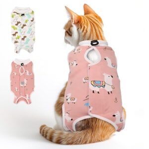 2-teiliger Katzen-Recovery-Anzug für Spay Bauchverletzungen Weiblich, Onesie für nach der Operation, Chirurgie-Recovery-Anzug Kätzchen-Onesie für Katzen Anti Lecken