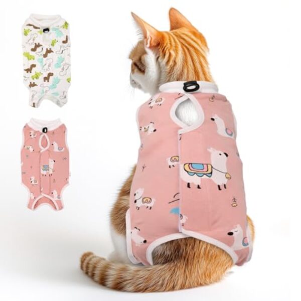 2-teiliger Katzen-Recovery-Anzug für Spay Bauchverletzungen Weiblich, Onesie für nach der Operation, Chirurgie-Recovery-Anzug Kätzchen-Onesie für Katzen Anti Lecken