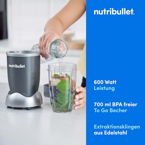 nutribullet Original, Elektrischer Mixer, Zerkleinerer, Smoothiemixer, Smoothie Maker, 600 W Leistung, Einfach und schnell in der Anwendung, Kompakt, Leicht zu reinigen, NB603DG – Bild 3