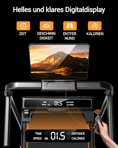 LONTEK Walking Pad Klappbar mit Steigung 10KM/H, 16% Laufband für Zuhause Klappbar mit Steigung, LED Anzeige, Fernbedienun, Laufbänder mit Handläufen, 3.0HP Treadmill for Home, Belastung 136KG – Bild 3