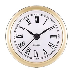 Carkio Mimi Clock Insert Clock Craft Round Quartz Movement 2.4 Inch (61 mm) with Gold Trim Roman Number Home Decor