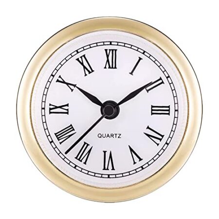 Carkio Mimi Clock Insert Clock Craft Round Quartz Movement 2.4 Inch (61 mm) with Gold Trim Roman Number Home Decor