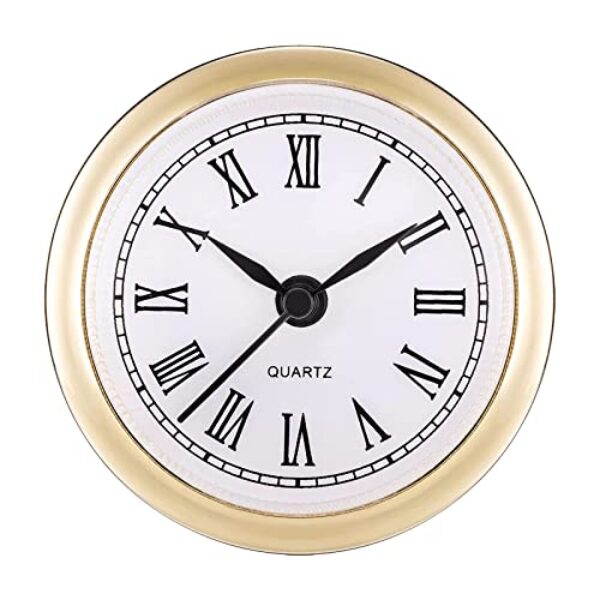 Carkio Mimi Clock Insert Clock Craft Round Quartz Movement 2.4 Inch (61 mm) with Gold Trim Roman Number Home Decor