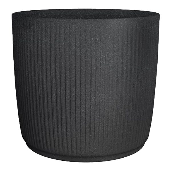 Scheurich Linetto 40, Pflanzgefäß/Blumentopf/Pflanzkübel, rund, Farbe: Stony Black, hergestellt mit recyceltem Kunststoff, 10 Jahre Garantie, für den Außenbereich
