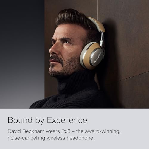Bowers & Wilkins Px8 Over-Ear-Kopfhörer mit Geräuschunterdrückung, kabellos, Bluetooth 5.0, Schnellladung, 30 Stunden hochauflösende Wiedergabe, integriertes Mikrofon - Beige – Bild 4