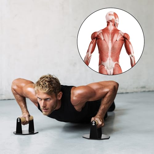 5BILLION Liegestützgriffe Push Up Bars Stand - Home Gym Übung Trainieren Ausbildung - Gut für Deine Muskel-Ups & Klimmzüge - Schaumgriff (schwarz) (Eisen + Holz) – Bild 5