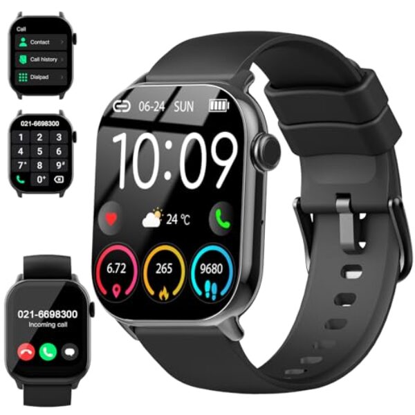 Smartwatch Herren Damen, 1,96″ HD Smartwatch Damen mit Telefonfunktion, Smart Watch Fitnessuhr 113+ Sportmodi, IP68 Wasserdicht, Sportuhr mit Herzfrequenz Schlafmonitor Schrittzähler, für Android iOS