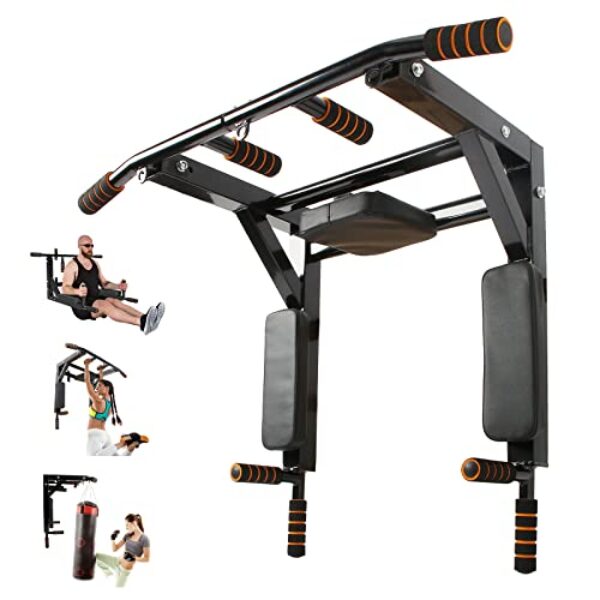 Leogreen Klimmzugstange Wandmontage, Pull Up Bar, Trainings Halterung mit Multifunktionen, 8 rutschfeste Griffe, Schwerlast Trainingsgewicht bis zu 200kg, 95 x 73 x 47cm