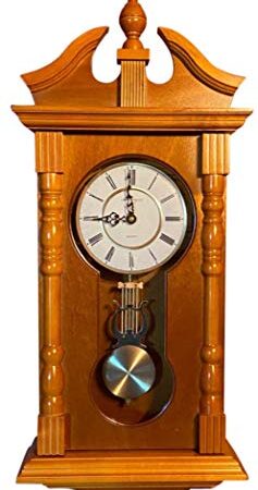 vmarketingsite Wall Clocks: Grandfather Wood Wall Clock with Chime. Pendulum Wood Traditional Clock. Makes a Great Housewarming or Birthday Gift (Oak)