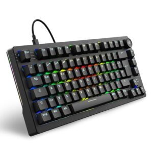 Sharkoon Skiller SGK25 RGB, Gaming Tastatur, 75% Layout, Hot Swap, Huano RED geschmierte Schalter, schwarz