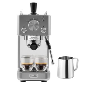 Breville Barista-Espressomaschine „Slimline“ | integrierter Milchaufschäumer | kompakte Kaffeemaschine für Cappuccinos, Lattes und mehr | 15-bar-Pumpe | Silber [VCF185X]