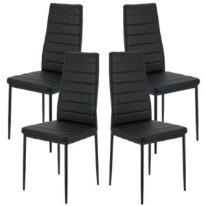 LEADZM Küchenstühle 4er Set Esszimmerstühle mit hoher Rückenlehne wasserdicht für Esszimmer & Küche Esszimmerstuhl Stühle 120kg (Schwarz, 4er Set)