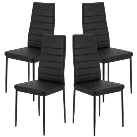 LEADZM Küchenstühle 4er Set Esszimmerstühle mit hoher Rückenlehne wasserdicht für Esszimmer & Küche Esszimmerstuhl Stühle 120kg (Schwarz, 4er Set) - Produktbild