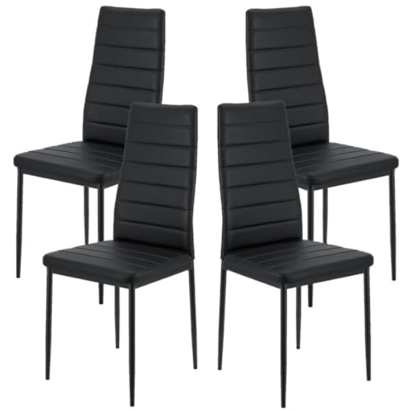 LEADZM Küchenstühle 4er Set Esszimmerstühle mit hoher Rückenlehne wasserdicht für Esszimmer & Küche Esszimmerstuhl Stühle 120kg (Schwarz, 4er Set)