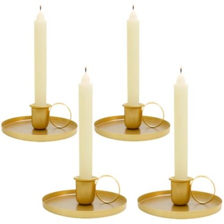 4 Stück Kerzenhalter Gold, Elegante Kerzenständer Für Hochzeiten Und Heimdekoration, Stabkerzenhalter Metall, Candle Holder Für Tischdekoration Und Festliche Anlässe - Produktbild