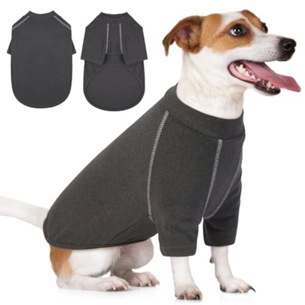 IECOii Hundepullover für Mädchen, Fleece, Größe M, grau, warmes Winter-Sweatshirt für mittelgroße Hunde, Mops & Dackel
