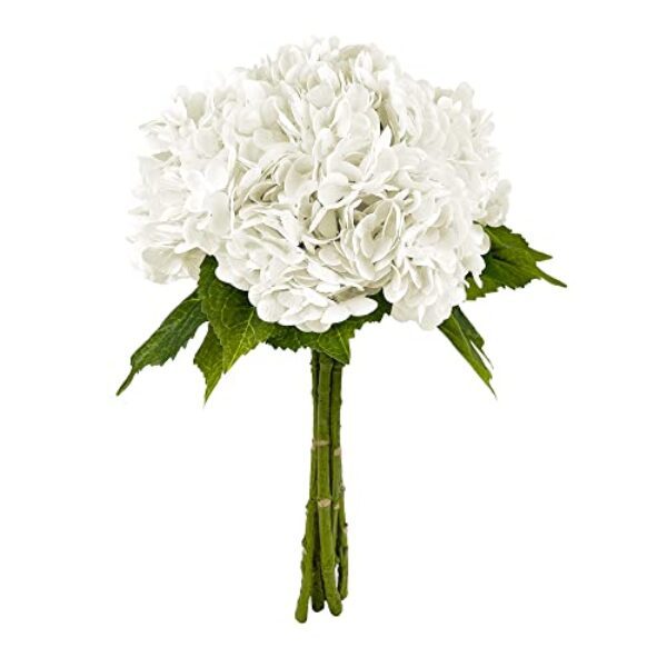 Yatim Künstliche Hortensien, 53 cm, Weiß, 5 Stück, künstliche Hortensien, Seidenblumen für Hochzeit, Tafelaufsätze, Blumensträuße, DIY, Heimdekoration mit Stielen