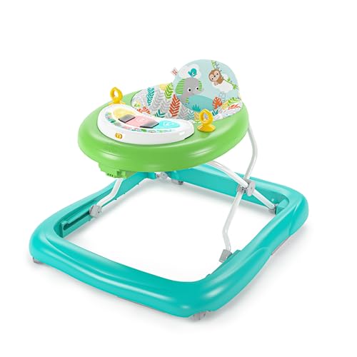 Bright Starts, Tiny Trek 2-in-1 Baby Aktivität Lauflernhilfe mit Spielzeugstation, verstellbarer Höhe und leicht faltbarem Rahmen, Dschungel Ranken Alter 6 Monate+