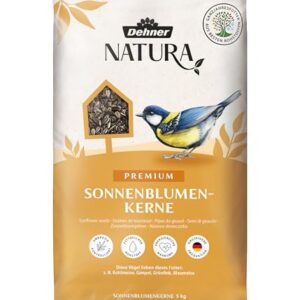 Dehner Natura Premium Wildvogelfutter, Sonnenblumenkerne, Ganzjahresfutter proteinreich / energiereich, hochwertiges Vogelfutter für Wildvögel, 5 kg