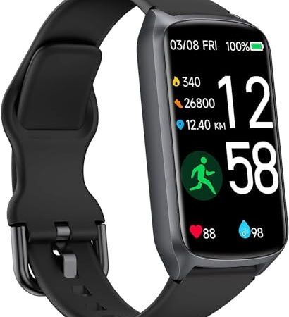Fitness Tracker Fitnessuhr Damen Herren, bis zu 7 Tage Akkulaufzeit, 20+ Trainningsmodi, SpO2 Tracking, Schlafüberwachung, Herzfrequenzmessung, Schrittzähler, 5ATM Wasserdicht Aktivitätstracker