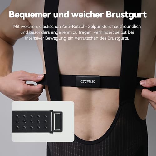 CYCPLUS H2Pro Brustgurt Herzfrequenzmesser, Bluetooth & ANT+ HR-Sensor mit 500h Batterielaufzeit, IPX7 Wasserdicht & Staubdicht, Kompatibel mit Strava/CYCPLUS Fit App – Bild 5