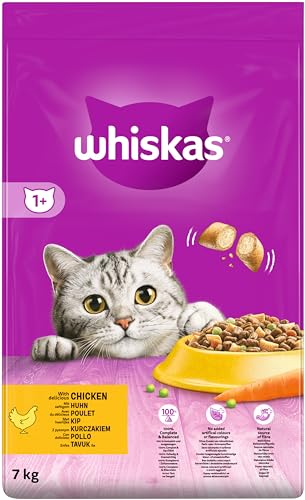 WHISKAS Adult 1+ Katzenfutter trocken - ab 1 Jahr - 7kg, Großpackung - mit Huhn - Trockenfutter für Katzen - 1 Beutel – Bild 3
