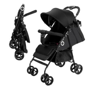 Vinteky Klappbar Buggy Kinderwagen Sportwagen Kindersportwagen Kombi-Funktion Reisebuggy mit Korb, 4-Zoll-Räder, mit Liegefunktion 5-Punkt-Sicherheitsgurt, ab 6 Monate, bis 25kg