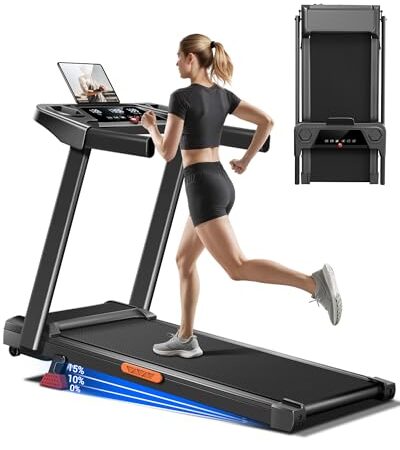 UMAY Laufband Für Zuhause Klappbar 12km/h, Laufbänder 2,5PS/1800W mit Herzfrequenzmonitor, Treadmill for Home mit 12 Trainingsprogrammen und effektives Dämpfungssystem