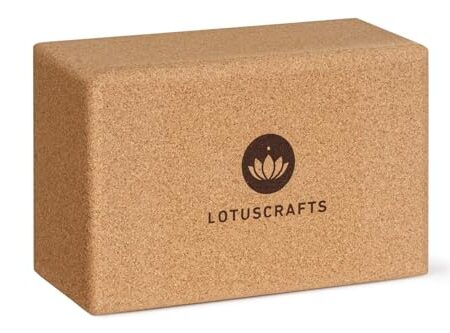 Lotuscrafts® Yoga Block Kork 2er Set oder Einzeln, Korkblock in 2 Größen, Made in Portugal, 100% Natürliche Yogablöcke aus Kork, Yoga Zubehör für Anfänger & Fortgeschrittene