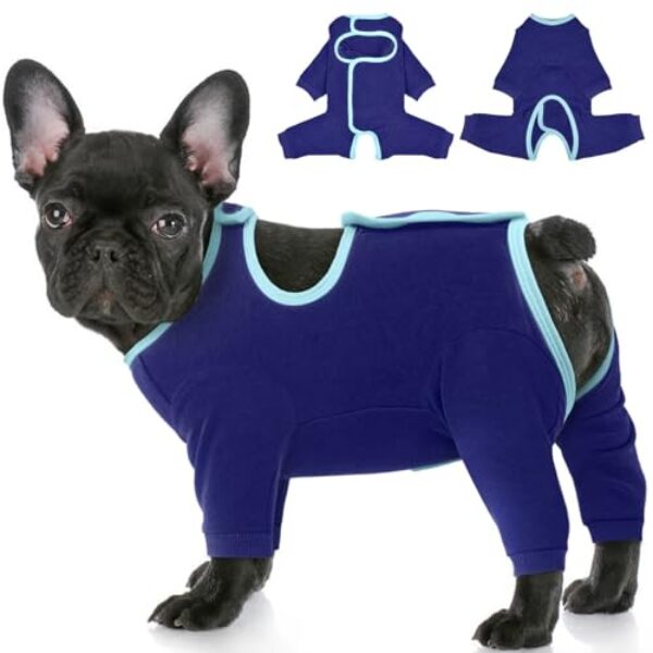 IECOii Hundebody Nach Op,Pet Recovery Suit Hund Medical Shirt,Hundebody Nach Op Hündin,Hundebody Nach Kastration Rüde Hündin,Atmungsaktiv Body Für Hunde Nach Op,Anti-Wundlecken Op Body Hund,Blau,XS