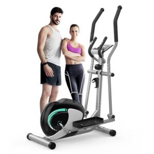 Dripex Crosstrainer für zuhause, Magnetisch Ellipsentrainer, Ultraleiser Crosstrainer mit 8-stufiger Widerstand, 6KG Schwungrad, Pulssensor, LCD Monitor, Gerätehalterung, Transporträder