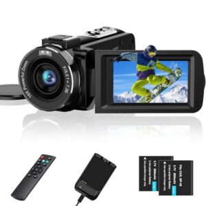Aasonida Videokamera 2.7K Camcorder 36MP 16X Digitalzoom IR-Nachtsicht 3.0“ Berühren Sie den IPS-Bildschirm Webcam Kamera für YouTube Tiktok mit 2 Batterien