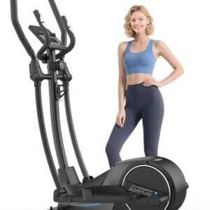 Cowmew Ellipsentrainer für Zuhause, Ultraleiser Magnetischer Crosstrainer mit 16 Widerstandsstufen, 8 kg Schwungrad, 42 cm Schrittlänge, 150kg Max Kapazität Gewicht, LCD-Monitor, Pulssensor