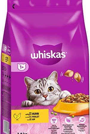 WHISKAS Katzen Trockenfutter Beutel Adult 1+ mit Huhn 3,8kg - Produktbild