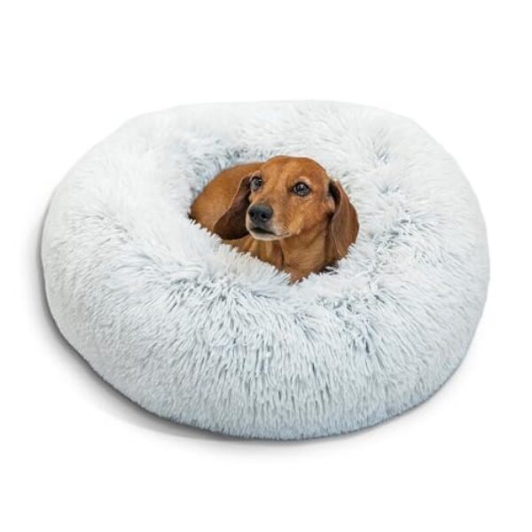 Best Friends by Sheri The Original Calming Donut – Beruhigendes Haustierbett für Katzen & Hunde – maschinenwaschbar – Frostgrau – 58 x 58 cm – S