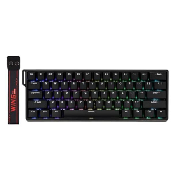 EPOMAKER Aula WIN60 HE 60% Verkabelte Magnettastatur mit Einstellbarer Betätigung, 8000 Hz Polling Rate, Hall-Effekt-Schalter, Hot-Swap, für FPS-Spiele (Schwarz)