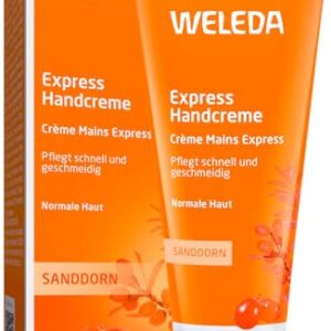 WELEDA Bio Express Handcreme Sanddorn – Naturkosmetik Handpflege Creme für trockene Hände. Nachhaltige Feuchtigkeitscreme für Frauen & Männer mit Grapefruit, Mandarine & Sandelholz Duft (1x 50ml)
