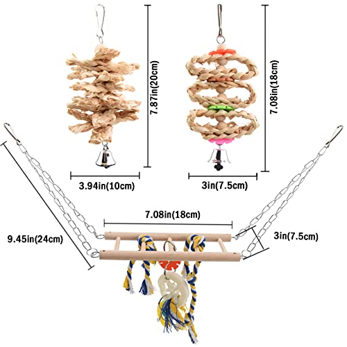 onebarleycorn Wellensittich Spielzeug, Papageienspielzeug Vogelspielzeug Papagei Spielzeug nymphensittich Vogel schaukel kanarienvogel Holzspielzeug Holz (7 Stück) – Bild 5