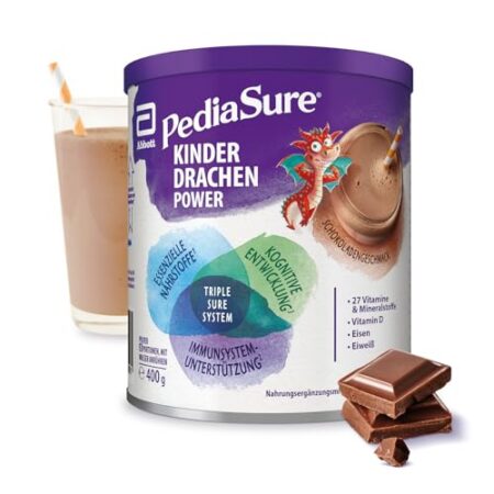 Pediasure Kinder Drachen Power Schoko 400g| leckerer Nahrungsergänzungsshake für Kinder ab 1 Jahr|mit 27 Vitaminen & Mineralien, Protein und triplesure Komplex|Verpackung kann v...