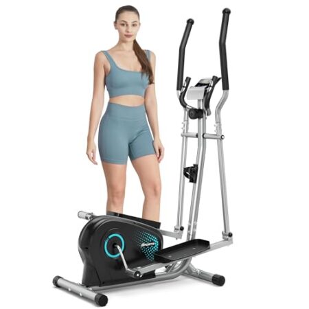 Dripex Crosstrainer für zuhause, Ultraleiser Ellipsentrainer Stepper für zuhause mit 16-stufiger Widerstand, 6KG Internes Magnetisches Schwungrad, Pulssensor, LCD Monitor, Flaschenhalter