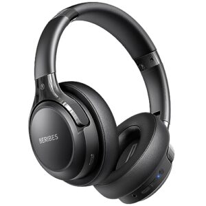 BERIBES Bluetooth Kopfhörer Over Ear, 65 Std Kopfhörer Kabellos Bluetooth mit 6 EQ-Modi, HiFi Stereo, Eingebautes Mikrofon, Faltbares Wireless Headphones für Handys/iPad/Laptops/PC -Schwarz