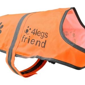 4LegsFriend Hunde Sicherheitsweste (5 Größen, M) – Hohe Sichtbarkeit für Outdoor Aktivitäten Tag und Nacht, Hält den Hund Sichtbar, Sicher vor Autos & Jagtunfällen | Blaze Orange