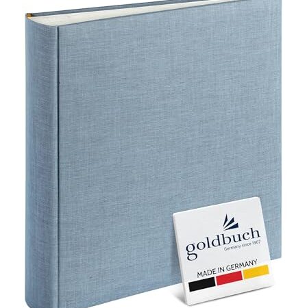 goldbuch 31607 Fotoalbum Summertime Trend 2, Fotobuch mit 100 weißen Seiten mit Pergamin Trennblätter, Foto Album mit Leinen Einband, bis zu 600 Bilder, Hochwertiges Papier, Blau / Grau, 30 x 31 cm