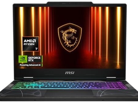 MSI Cyborg A15 AI, Gaming-Laptop, 15,6″ Full-HD 144 Hz Display, AMD Ryzen 7 260, NVIDIA GeForce RTX 5070, 32 GB DDR5, 1 TB SSD, Windows 11 Home, QWERTZ Tastatur, Schwarz, B2HWGKG-088