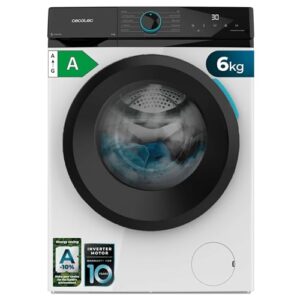 Cecotec Waschmaschine 6Kg Frontlader Bolero DressCode 6160: 1200 U/min, 11 Programme, niedriger Verbrauch, Inverter Plus Motor, Steam Max, Trommelreinigung, Schnellprogramm 15′, LED-Anzeige
