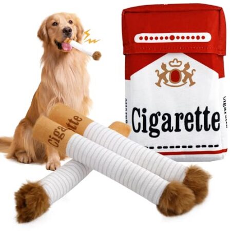 Luyuttn 3Pcs Giggle Zigaretten-Hundespielzeug, quietschendes Hundespielzeug, Lustiges Interaktives Plüsch mit Einer Box, Interaktives Spielzeug für kleine, mittelgroße und große...