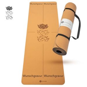 Yogamatte Kork Personalisierbar von SPORTS-HERO® – Yoga Matte Kork rutschfest mit Wunschgravur | 100% nachhaltig & schadstofffrei | 183 x 61 x 0,5 cm | Individuelle Wunschgravur | Personalisierbar